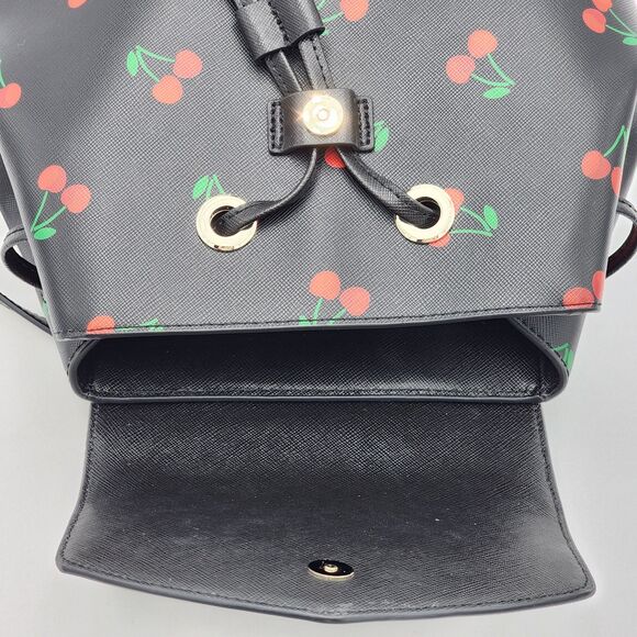 Kate Spade Lizzie Tossed Cherry Print Medium Flap Backpack - Picture 7 of 11